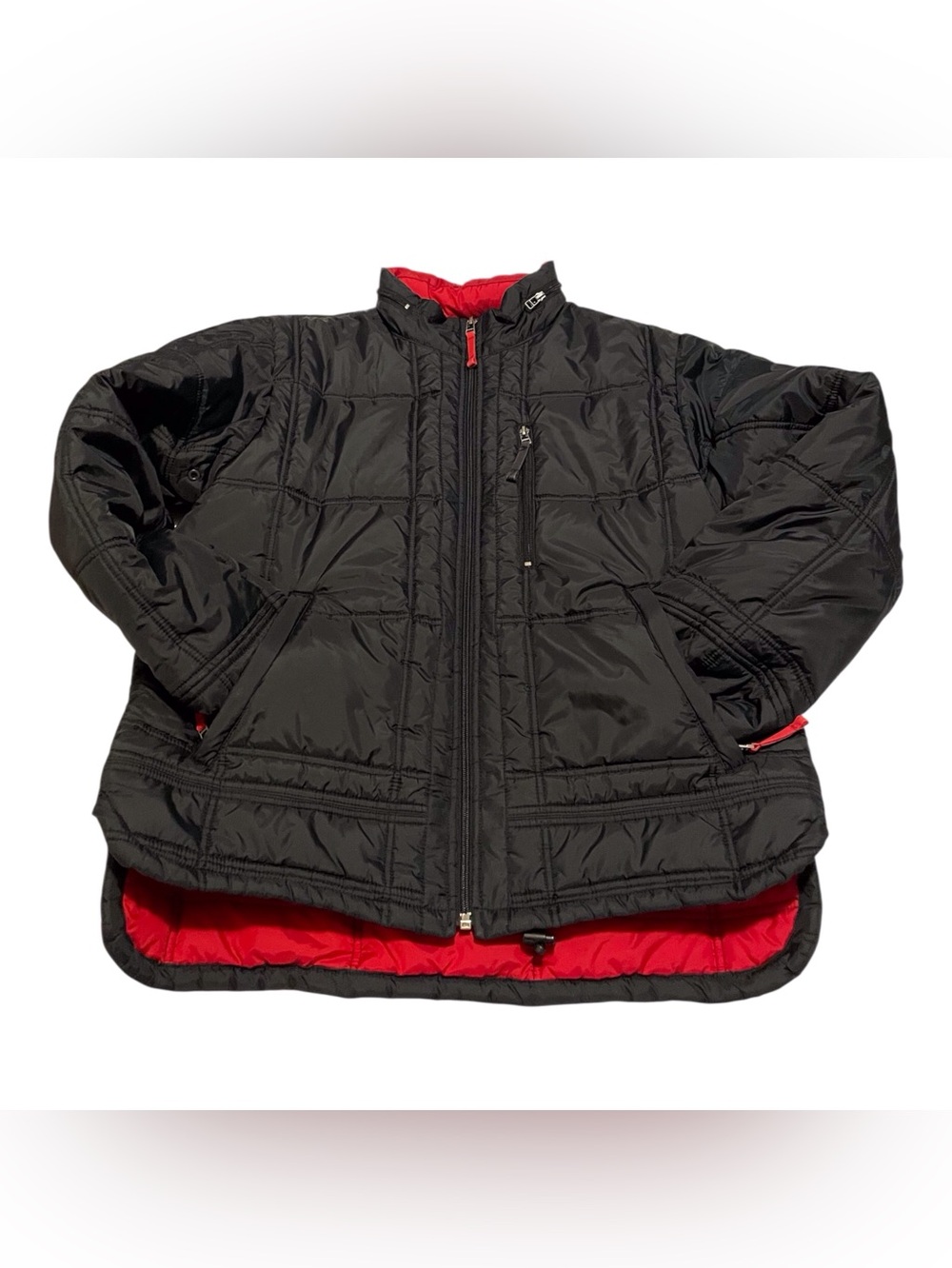 Nautica Black Quilted Puffer Jacket with Red Accents,L - Picture 13 of 14
